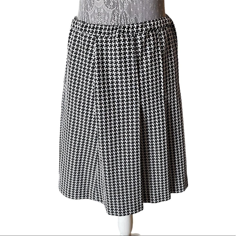 Vintage Russ Houndstooth Print Pleated Skirt